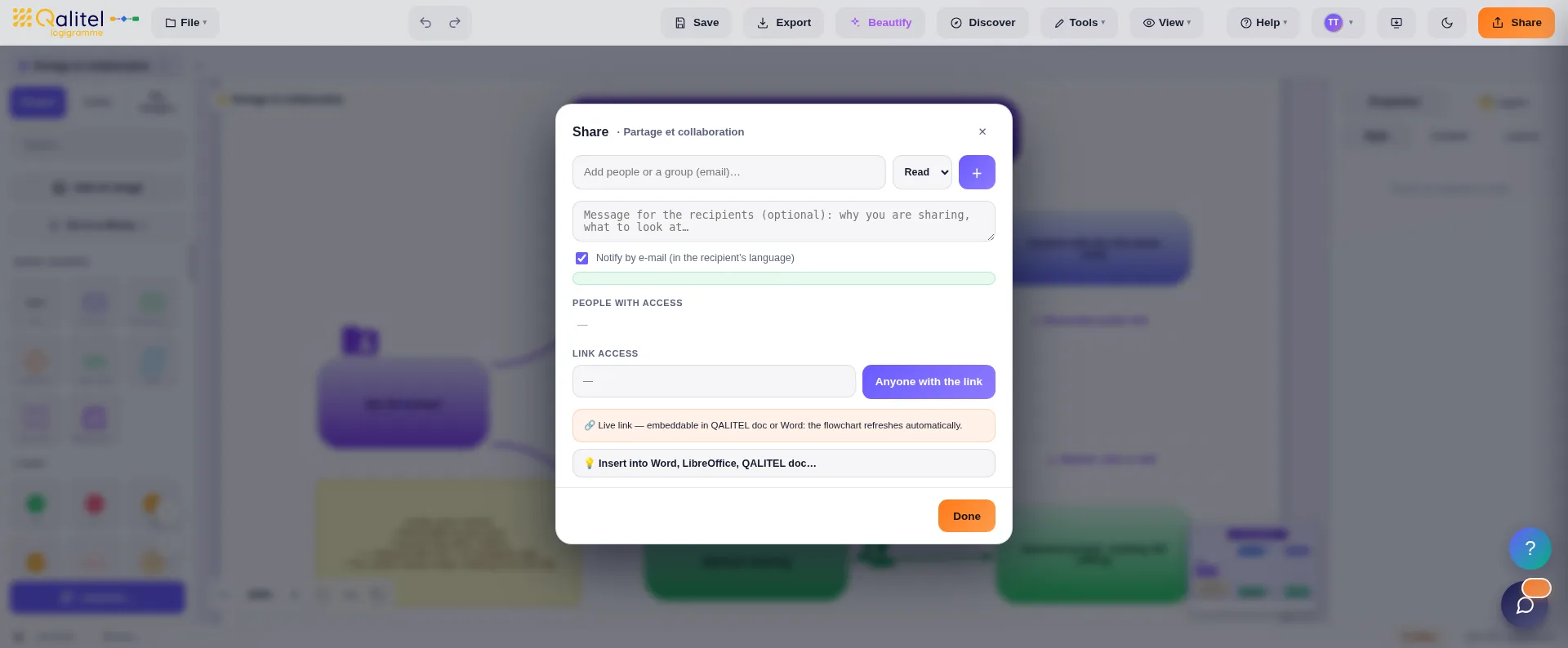 Partage et co-édition en temps réel d un logigramme dans QALITEL logigramme version ProAd